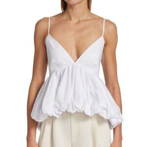 Cinq A Sept Effie Sleeveless Bubble-Hem Peplum Top Small